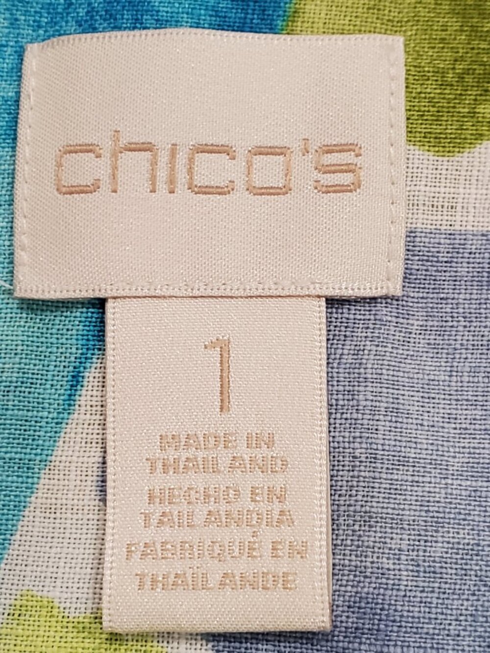 Chico's 100% Linen Floral Button-Front Shirt | Size 1 (Medium) | Blue Green - Picture 5 of 9
